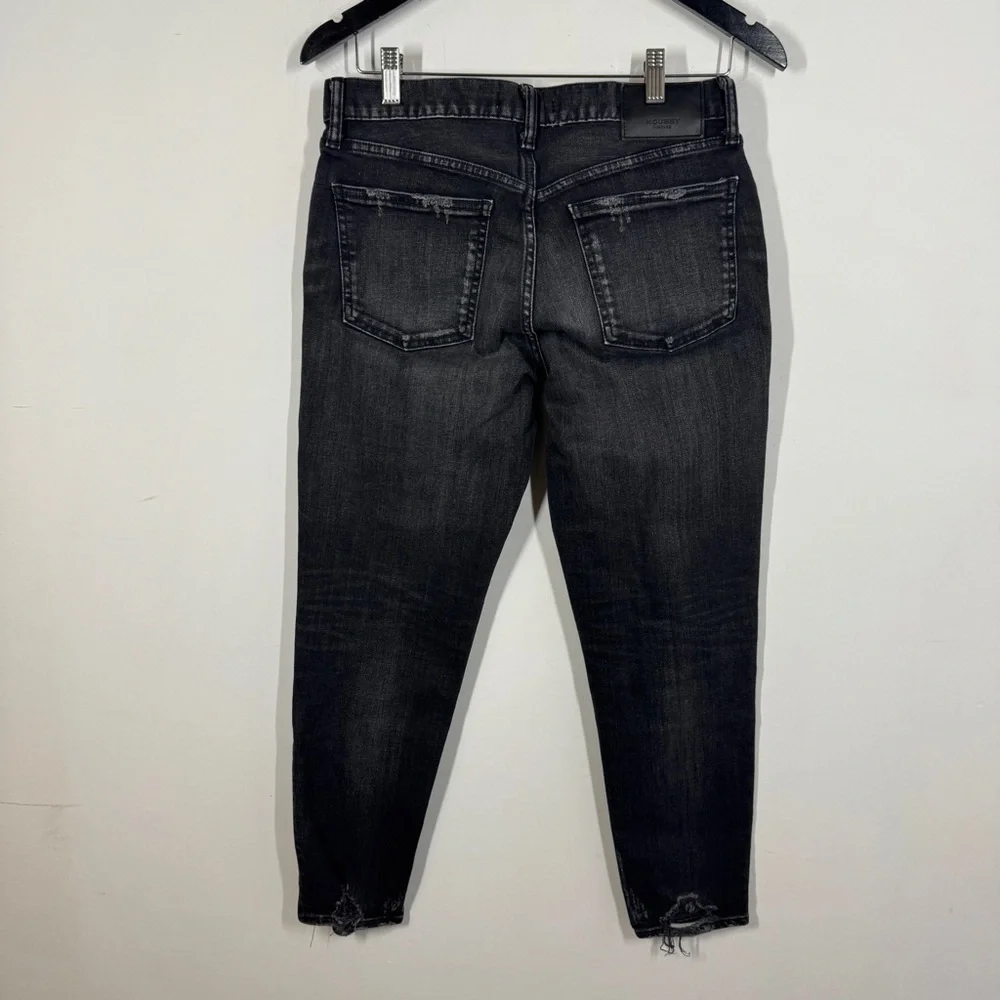 Moussy Vintage Black Distressed Skinny Jeans Raw Hem Cropped Women’s Denim - Picture 8 of 12